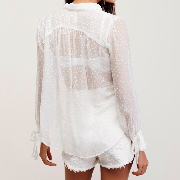 Free People Sheer Buttondown Blouse - Picture 2 of 4