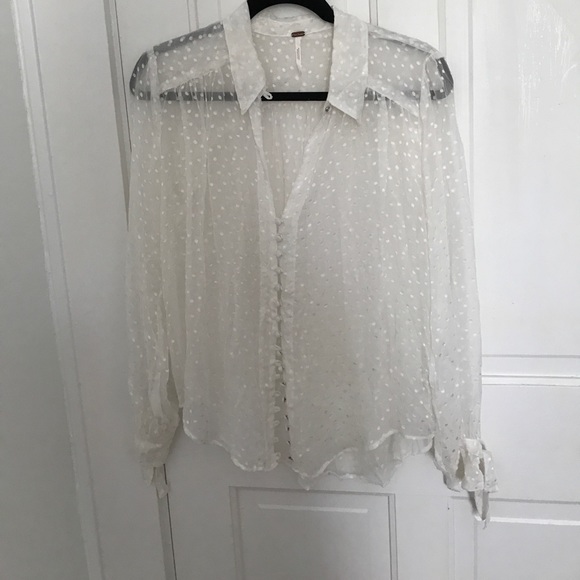 Free People Sheer Buttondown Blouse - Picture 4 of 4