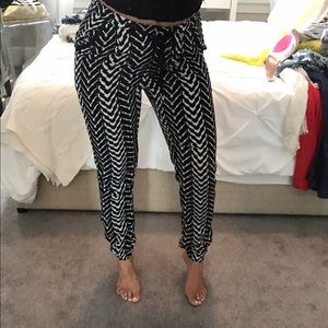 Black and off white printed pants