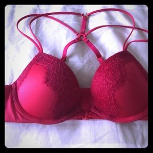 Victoria's Secret red push-up bra.