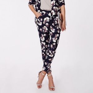 Missguided navy floral print pants