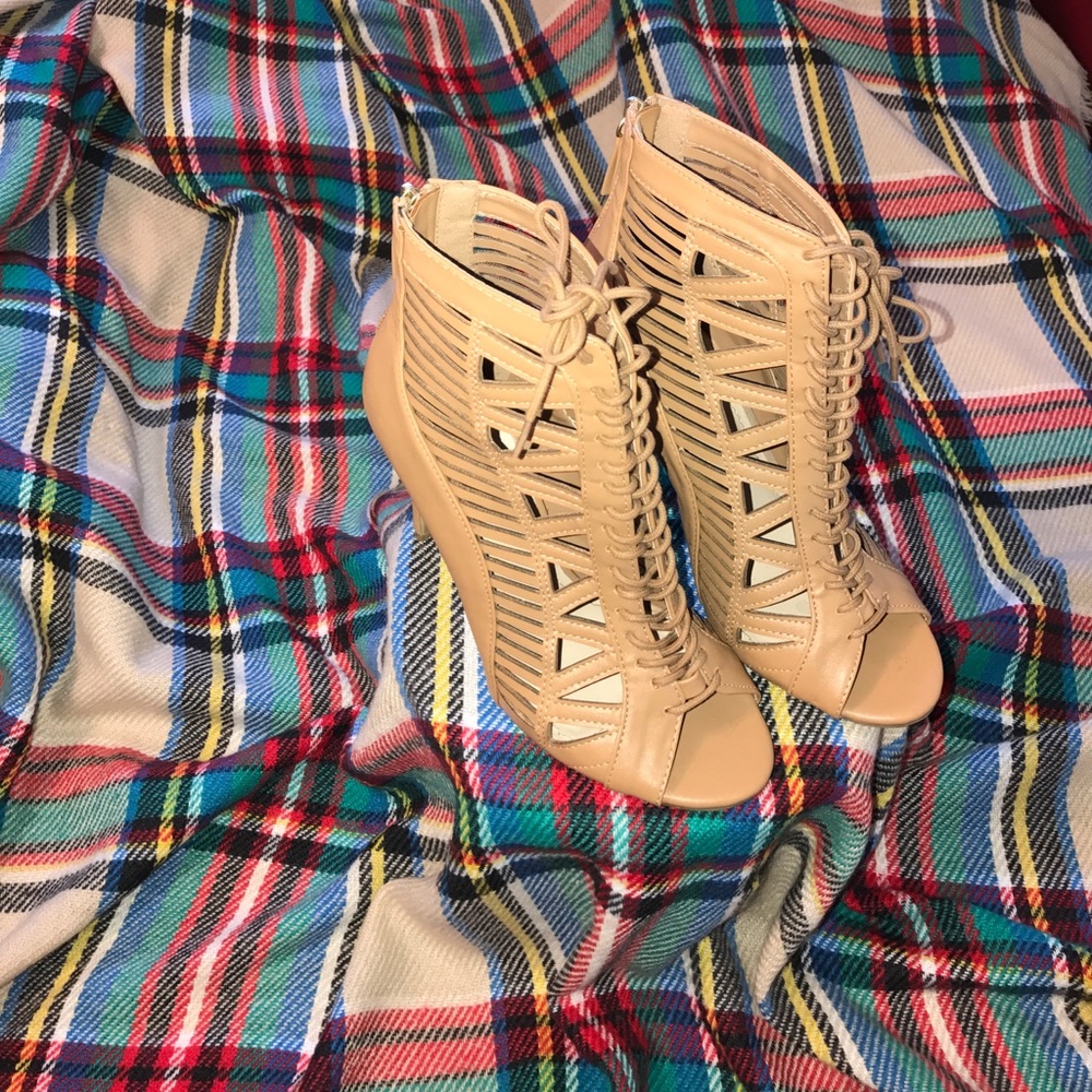 Lace up cut out heels