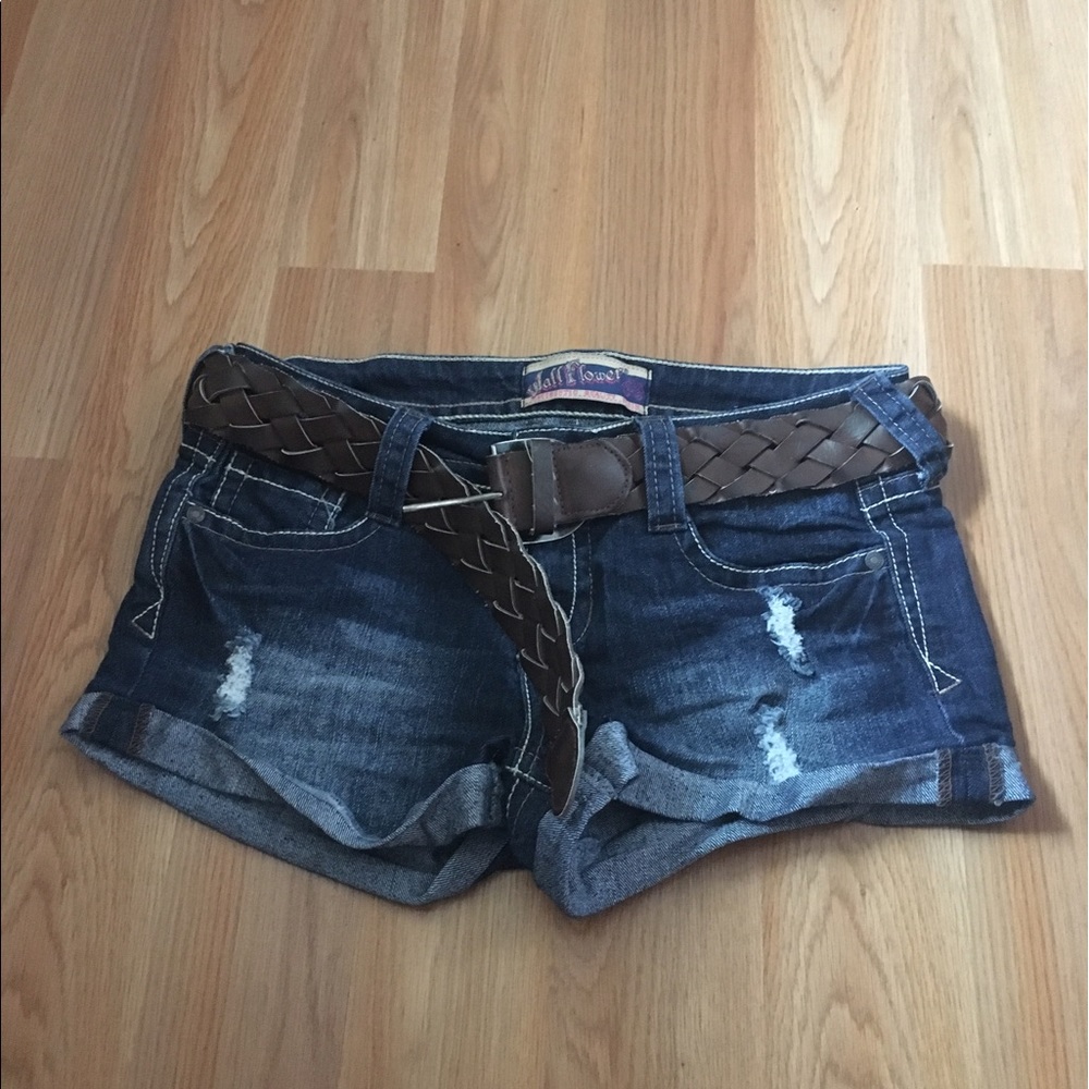 Belted Denim Jean Shorts