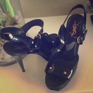 YSL Heels, Designer Black High Heel Sandals