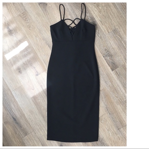 Strappy front body con stretch midi cocktail dress - Picture 4 of 8