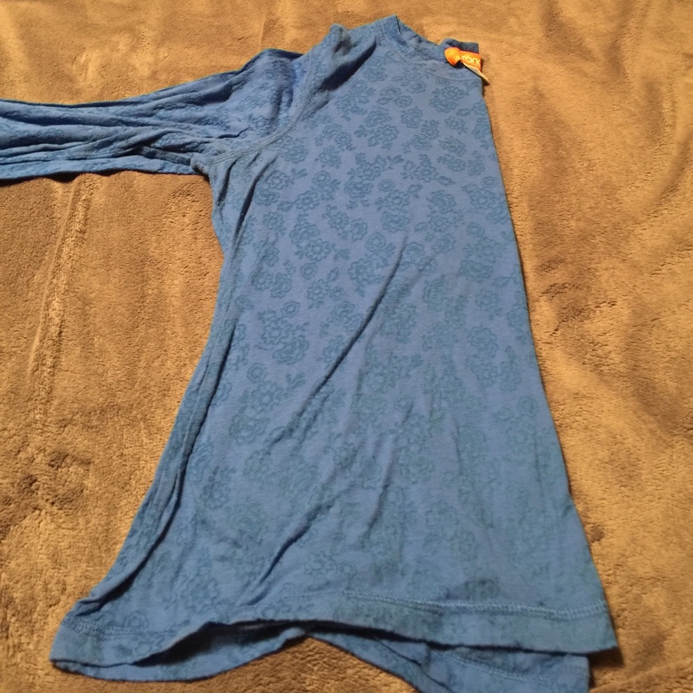 Blue flowered scrub undershirt