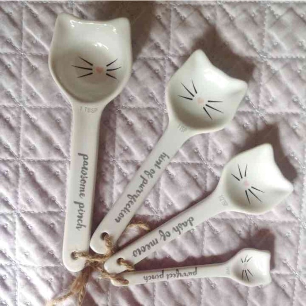 Kitty cat ceramic measuring spoons
