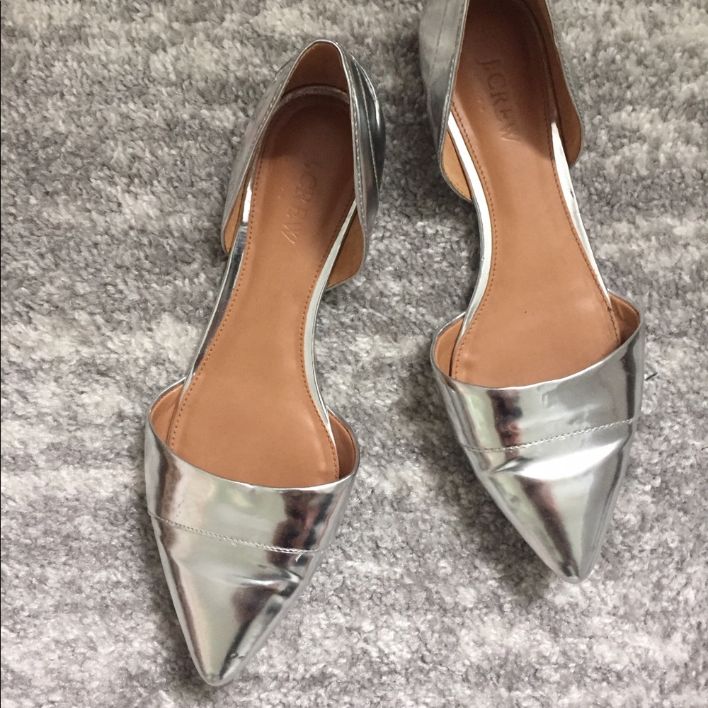Jcrew d'Orsay metallic flats