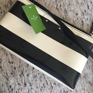 Kate spade black and white striped cross body bag