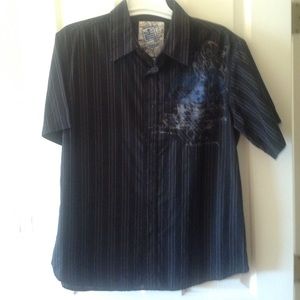Machine short sleeve button down shirt