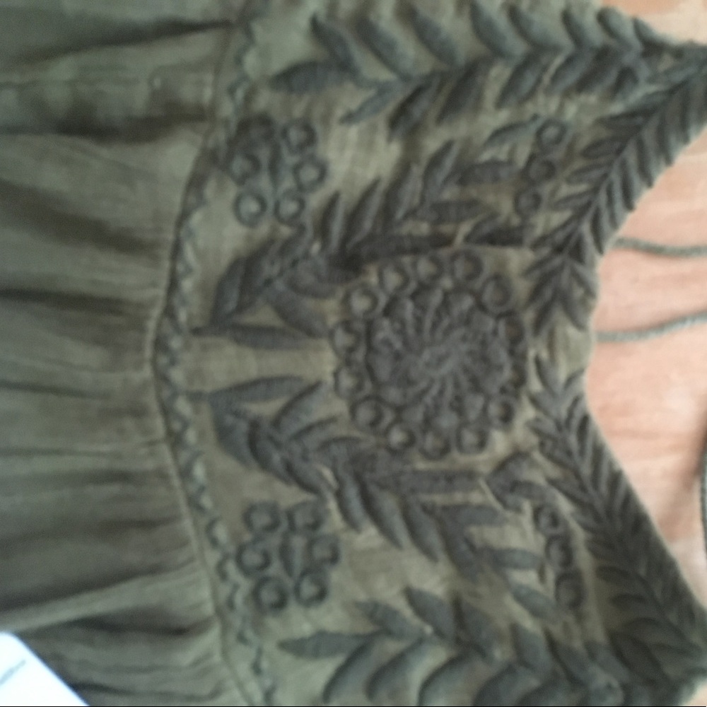 Free People Olive Green Top