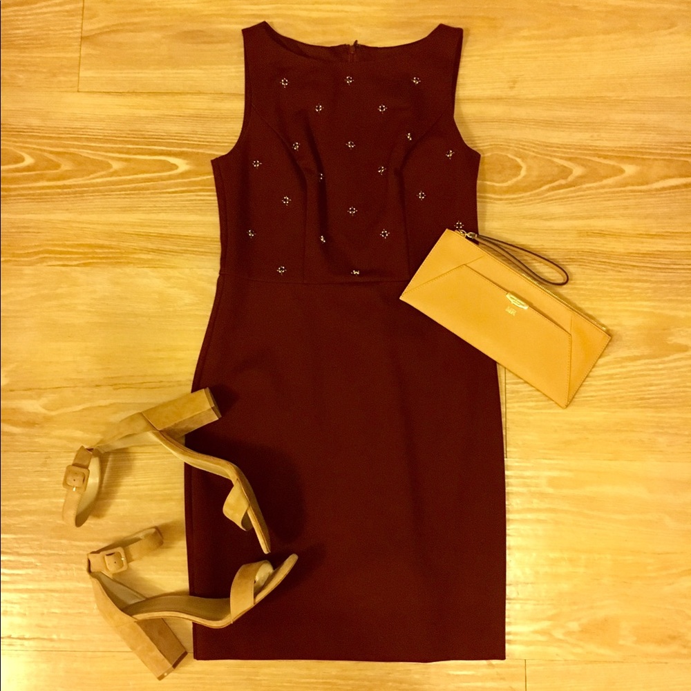 ANN TAYLOR: dark red dress with embellishments