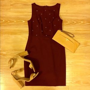 ANN TAYLOR: dark red dress with embellishments