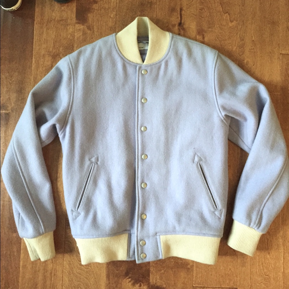 American apparel lavender wool varsity jacket