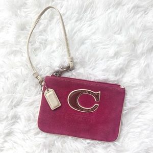 COACH Pink Fuchsia Suede and Leather Wristlet