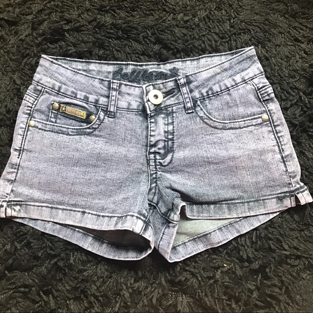 Acid Wash Purple Denim Jean Shorts