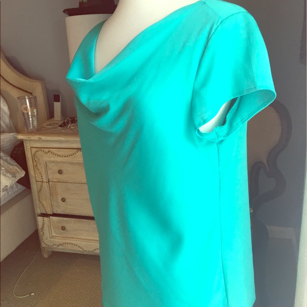 Ann Taylor Blue Draped-neck Blouse