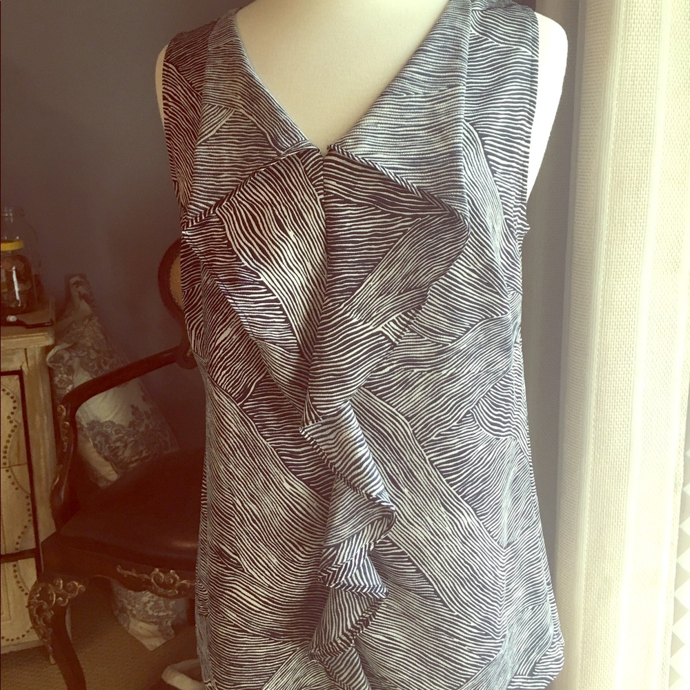 The Limited V-neck Patterned Blouse with Ruffles
