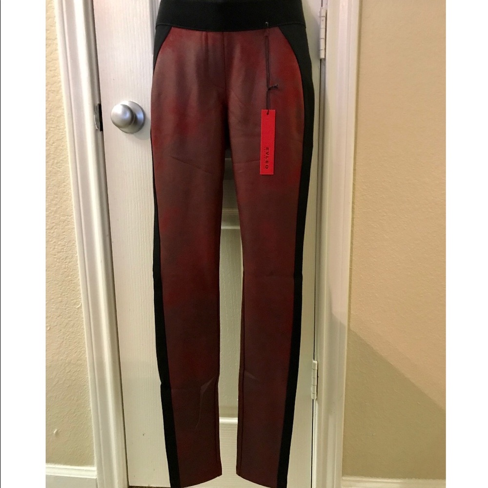 Evleo red and black leggings