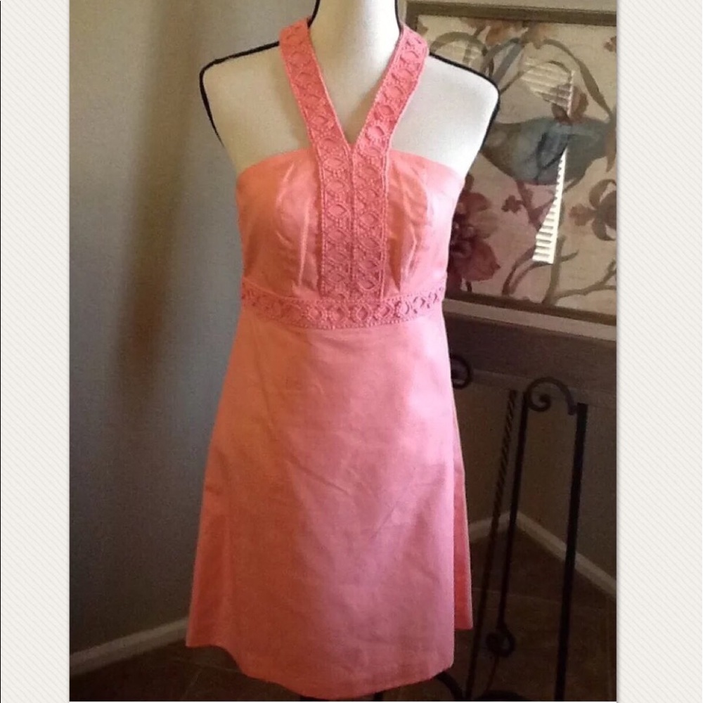 Merona size 4 coral/peach halter dress! EUC!