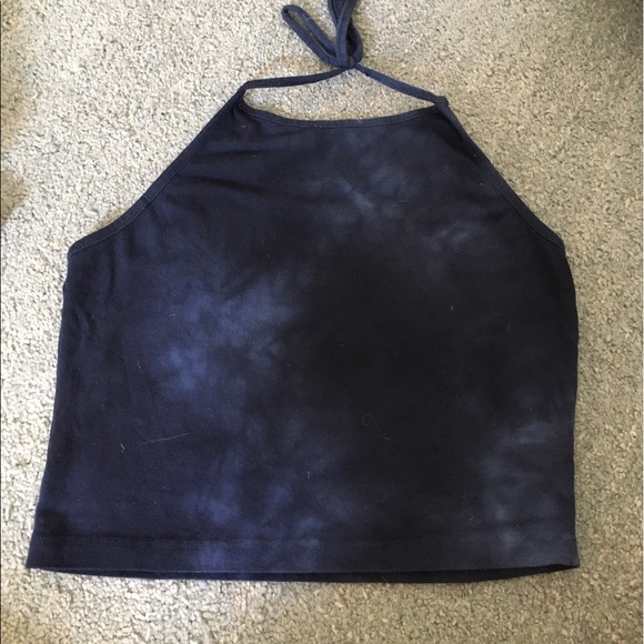 Brandy Melville Blue Tie-Dye Halter Crop Top - Picture 1 of 4