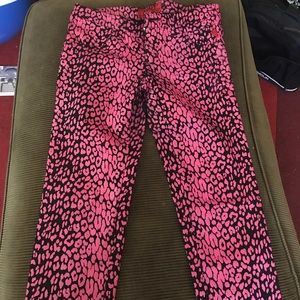 Tripp sz 7 coated pink animal print leopard jeans