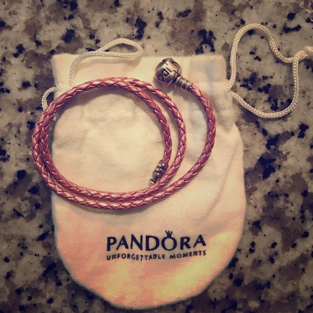 new pink leather double wrap pandora bracelet