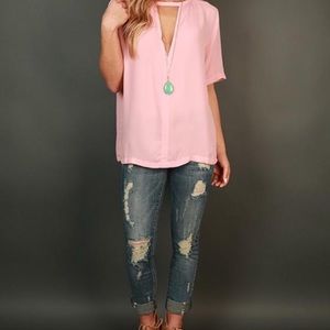 Open Chest Pink Blouse