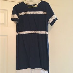 Navy & White Dress with lace