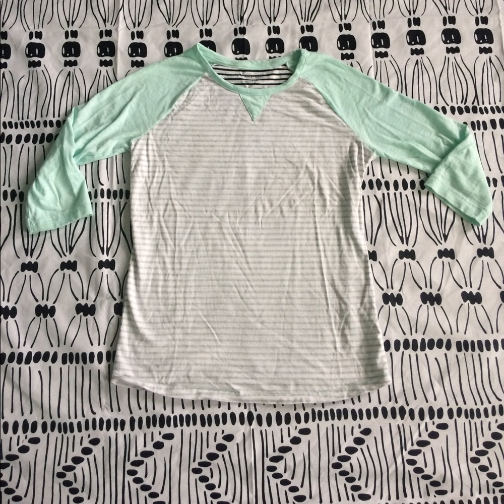 Cherokee Brand Mint, White, & Gray Top For Girls