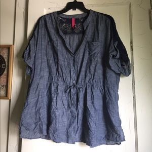 Mixed Media Cute Button-Up