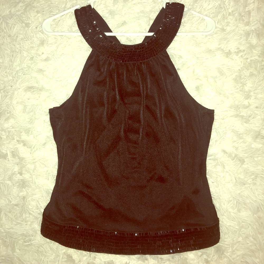 Beaded Silk Cache Top. Size S!
