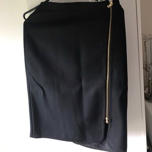 J.Crew Black Wool Pencil Skirt with Gold zipper