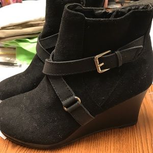 Black ankle wedge boots! Brand new! Never worn!