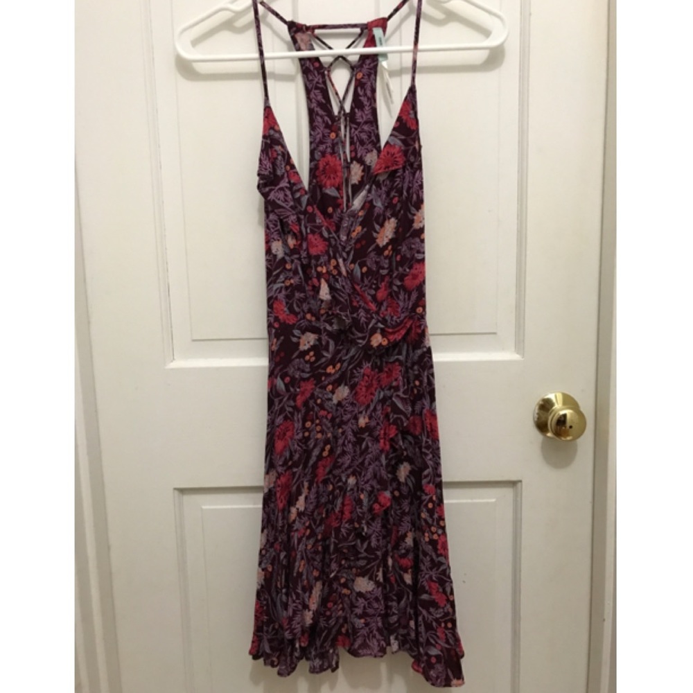 Kimchi blue sabina ruffle wrap mini dress purple