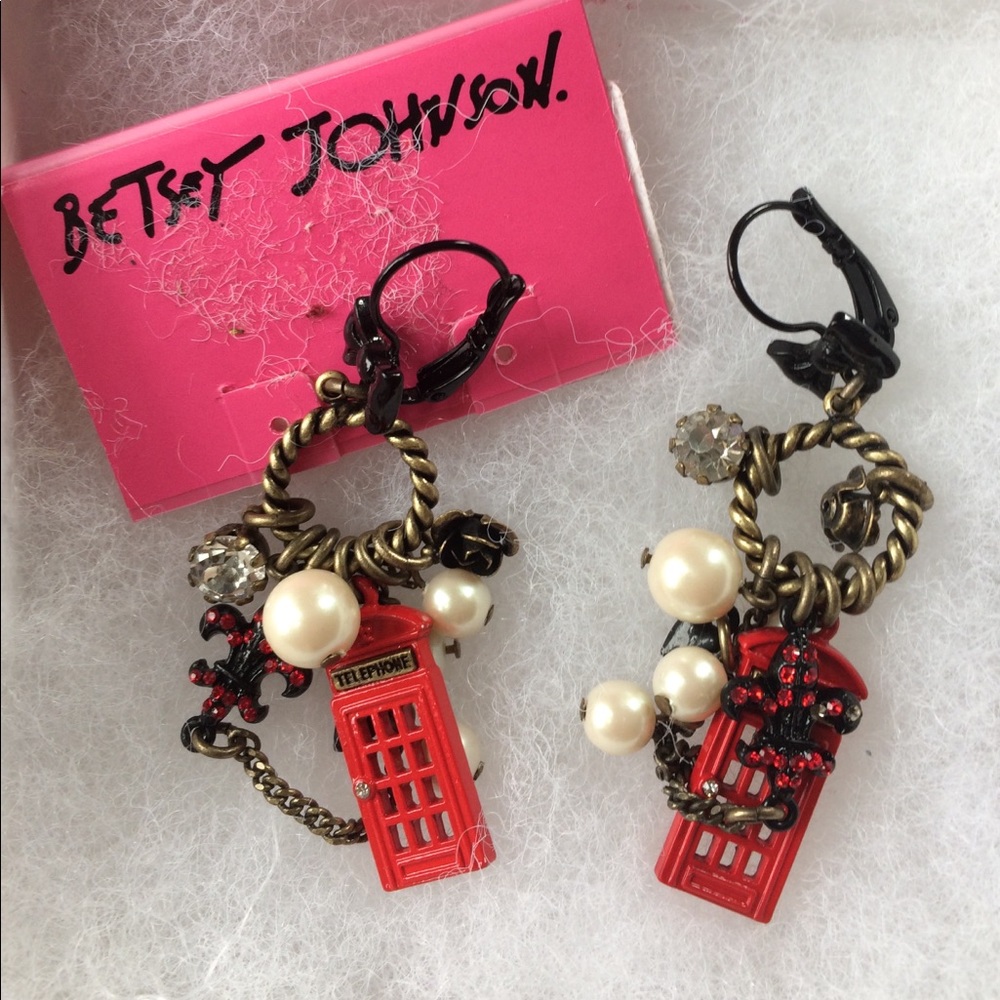 Betsey Johnson London Red Telephone Booth Earrings