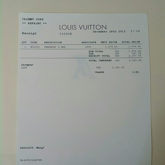SOLD! Louis Vuitton Berkeley ebene. - Picture 4 of 8