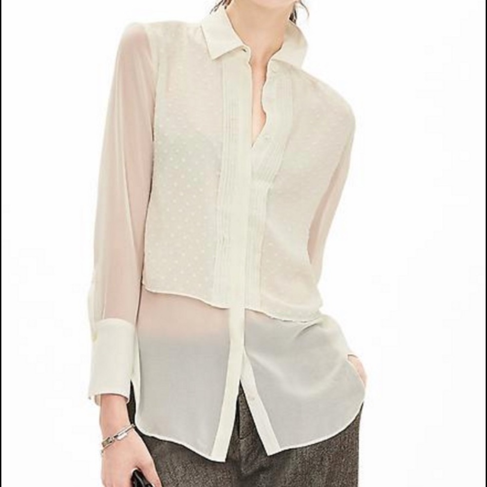 Banana Republic Layered Dot Chiffon Blouse