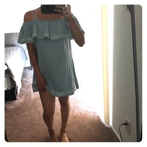 Blue off the shoulder dress