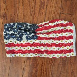 American flag sequin crop top/ bandeau