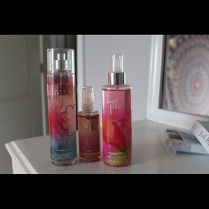 Three bath and body works body sprays