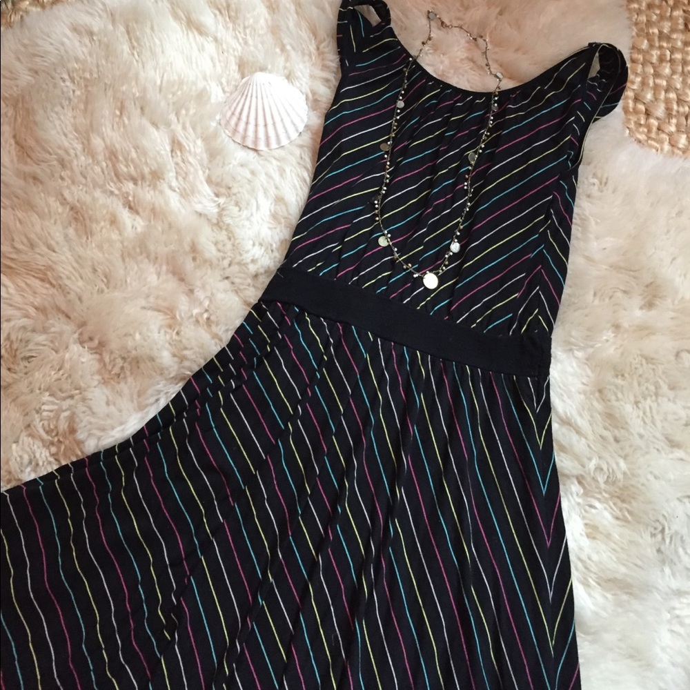 Neon striped summer dress reversible