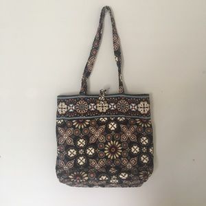 Vera Bradley Tote Bag Brown and Blue Design