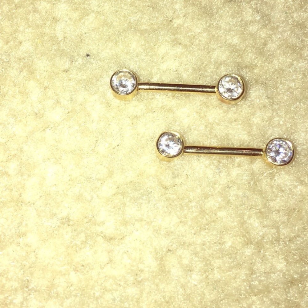 14k gold Nipple Rings.