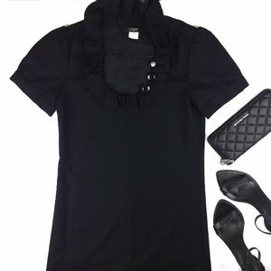J. Crew Factory Black Ruffle Collar Career Dress