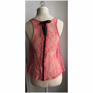 Urban Outfitters Pink Lace Open Back Tank XS
