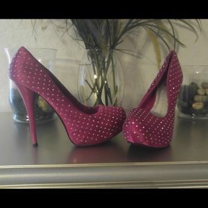 Deep Punk  Silver Studs Heels by Charlotte Russe