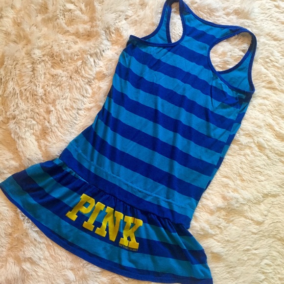 VS Pink Striped Tunic Racerback Tank Swim cover - Picture 1 of 4
