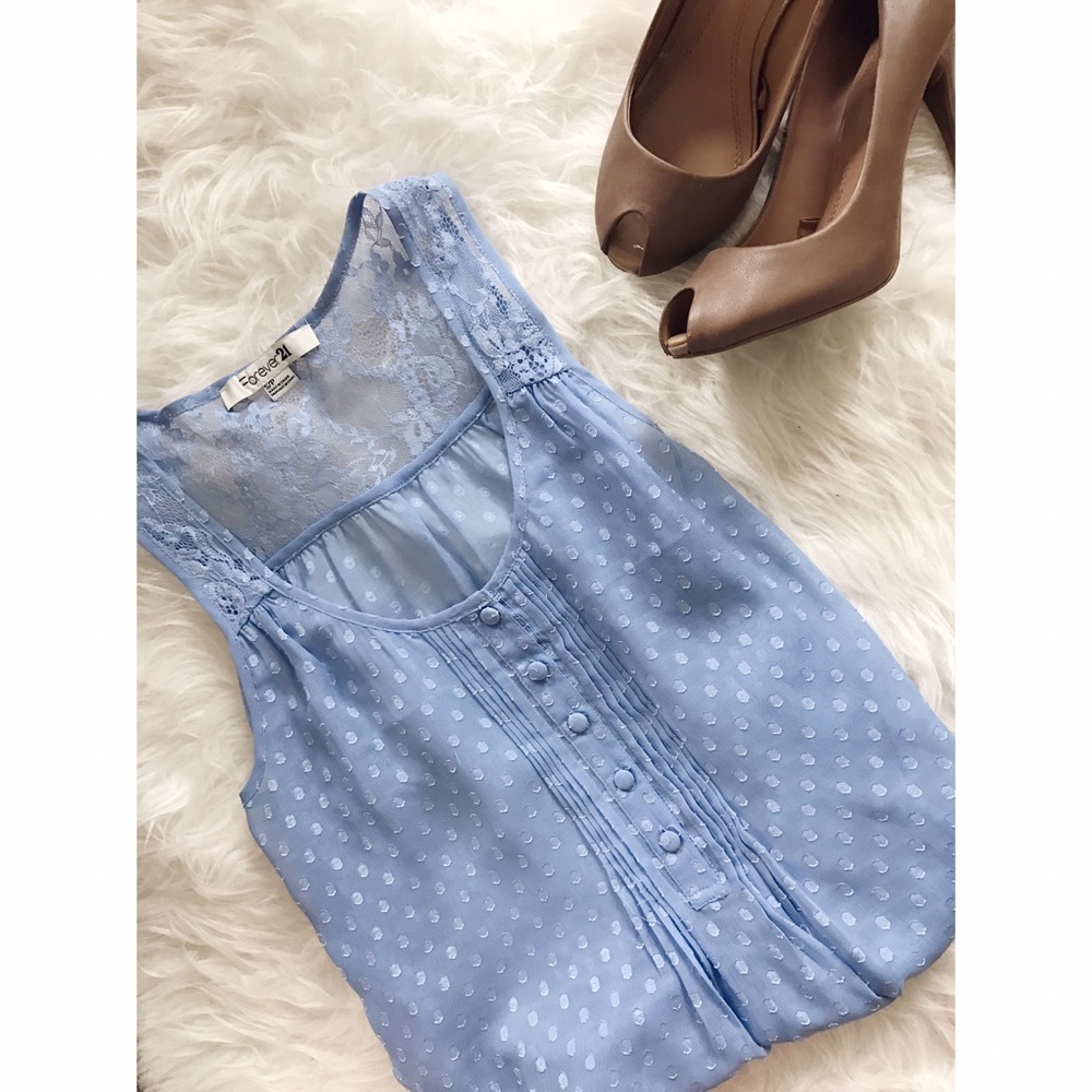 Blue Lace Textured Top - Small