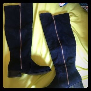 Shoe dazzle navy blue suede tall boots